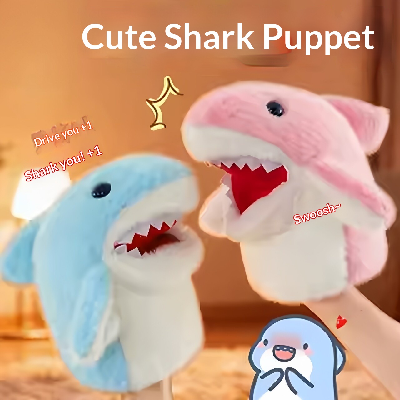 Prank Toys - Pluszowa maskotka rekina na rękę, zabawka-rekina