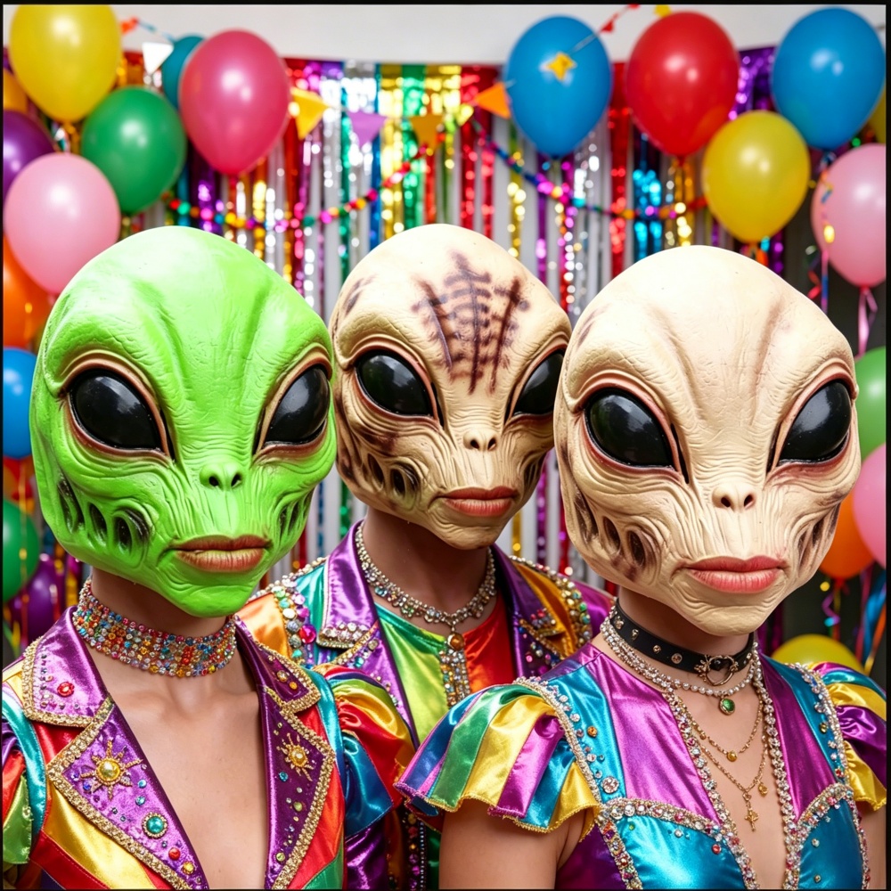Latex Alien Mask Realistic - Maska Obcego na Halloween, Kostium na