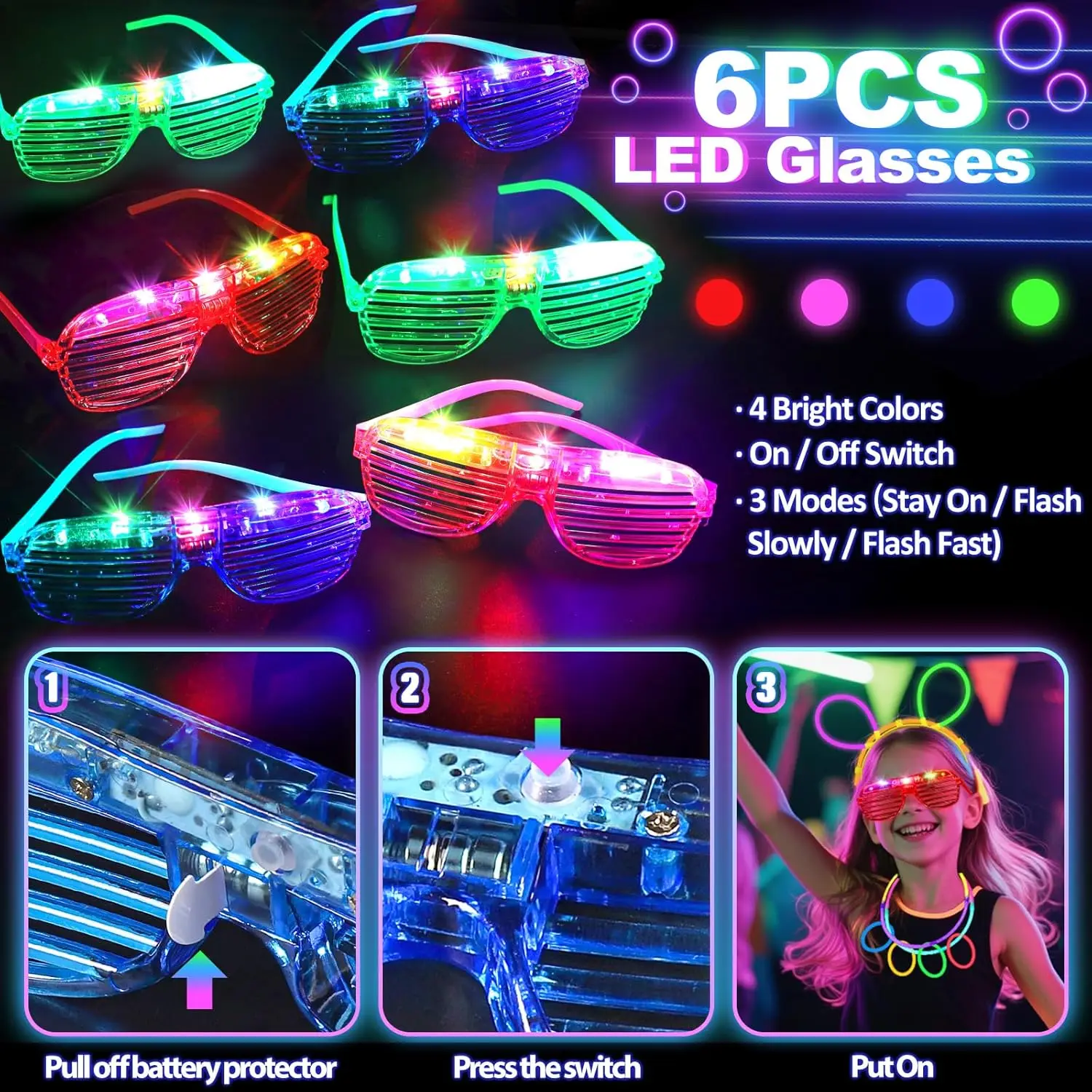 128 szt. Świecące Okulary LED, – Glow In The Dark Party Glasses recenzja i cena
